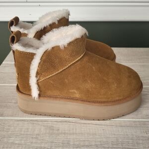 Koolaburra by UGG Koola Ultra Mini Ankle Boots Size 5 Women‎ 3.5 Girls Cognac